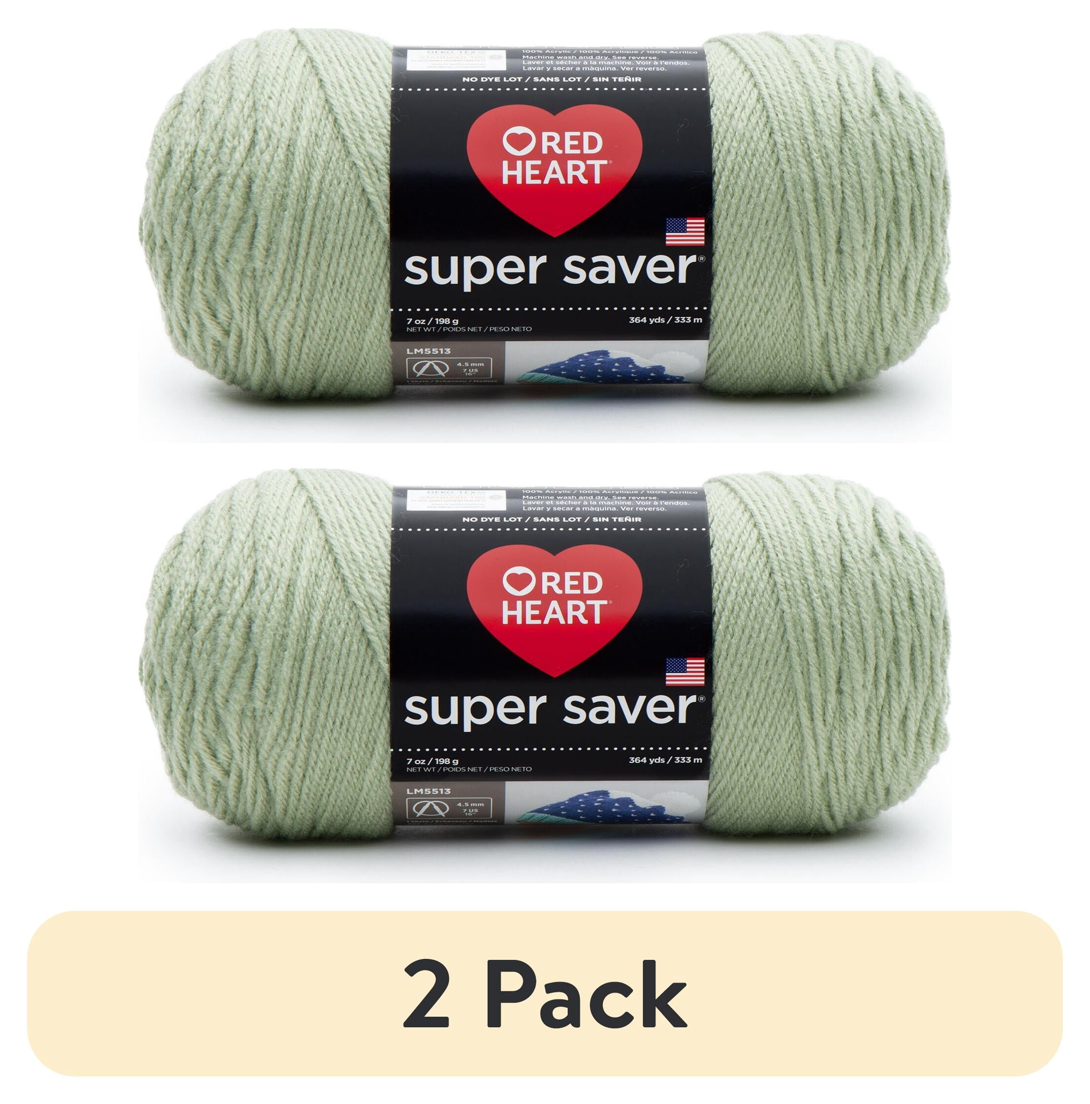 (2 pack) Red Heart® Super Saver® 4 Medium Acrylic Yarn, Frosty Green 7oz/198g, 364 Yards