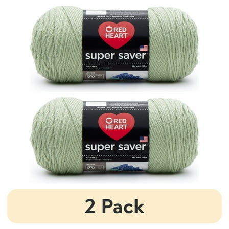 (2 pack) Red Heart® Super Saver® 4 Medium Acrylic Yarn, Frosty Green 7oz/198g, 364 Yards