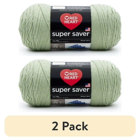 (2 pack) Red Heart® Super Saver® 4 Medium Acrylic Yarn, Frosty Green 7oz/198g, 364 Yards