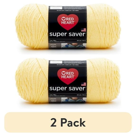 (2 pack) Red Heart® Super Saver® 4 Medium Acrylic Yarn, Lemon 7oz/198g, 364 Yards
