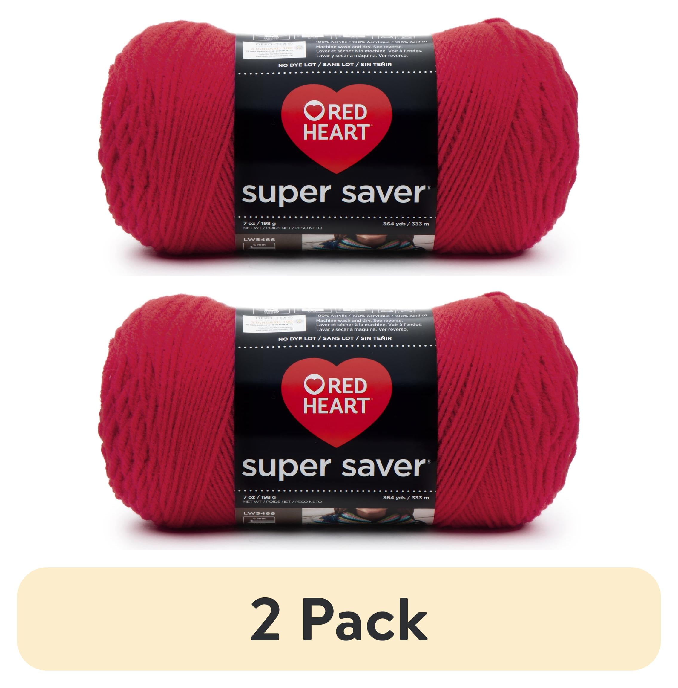(2 pack) Red Heart® Super Saver™ #4 Worsted Acrylic Yarn, Hotred 7oz/198g 364yd