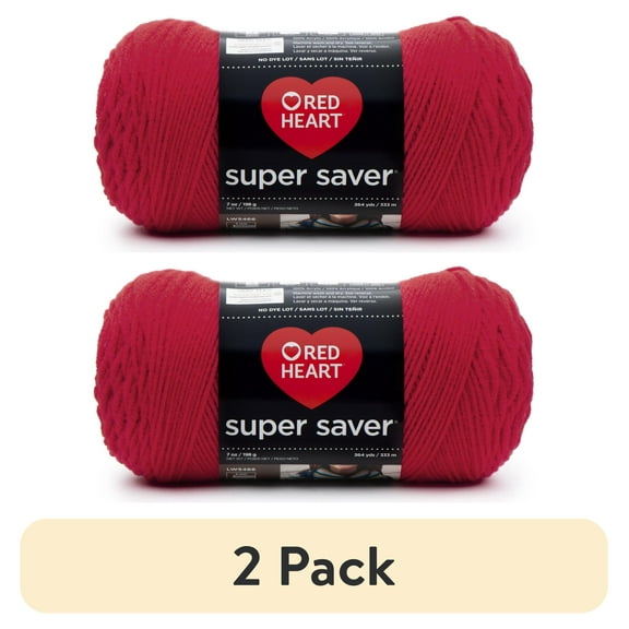 (2 pack) Red Heart® Super Saver™ #4 Worsted Acrylic Yarn, Hotred 7oz/198g 364yd