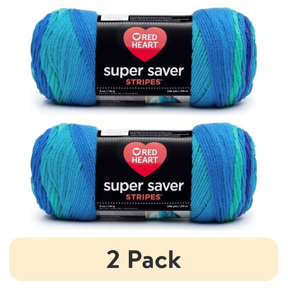 (2 pack) Red Heart® Super Saver™ #4 Worsted Acrylic Yarn, Coolstripe 5oz/142g 236yd
