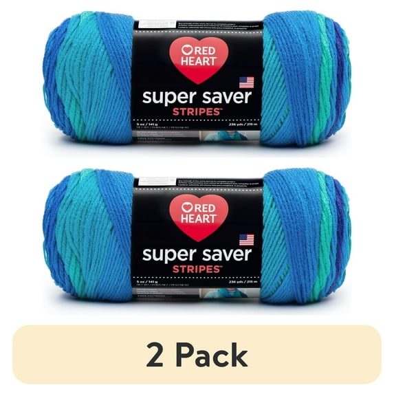 (2 pack) Red Heart® Super Saver™ #4 Worsted Acrylic Yarn, Coolstripe 5oz/142g 236yd