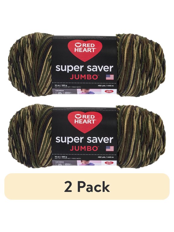 (2 pack) Red Heart Super Saver Jumbo #4 Medium Acrylic Yarn, Camouflage 10oz/283g, 482 Yards