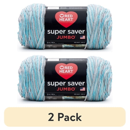 (2 pack) Red Heart® Super Saver® Jumbo #4 Medium Acrylic Yarn, Icelandic 10oz/283g, 482 Yards