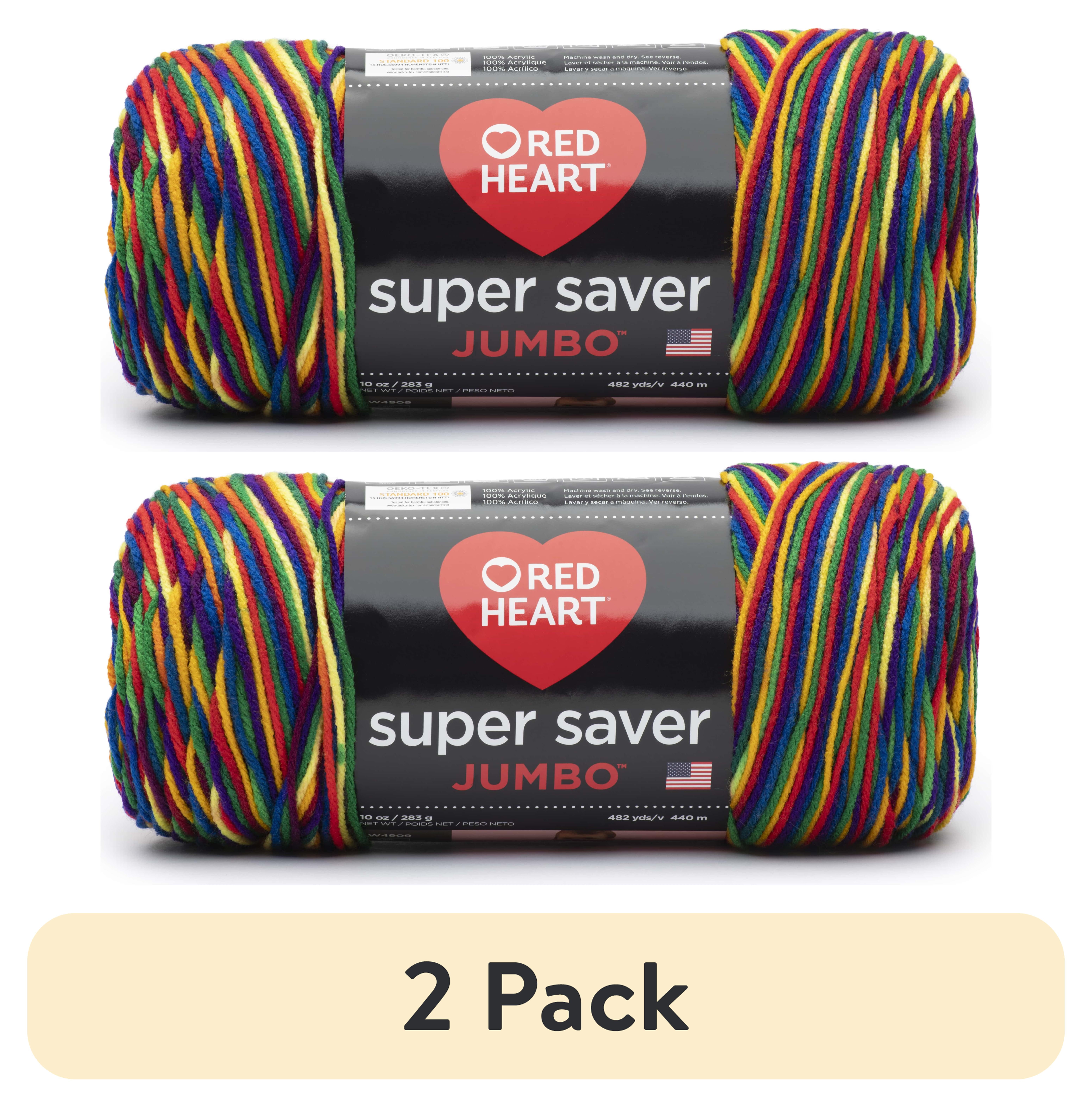 (2 pack) Red Heart Super Saver Jumbo #4 Medium Acrylic Yarn, Mexicana 10oz/283g, 482 Yards