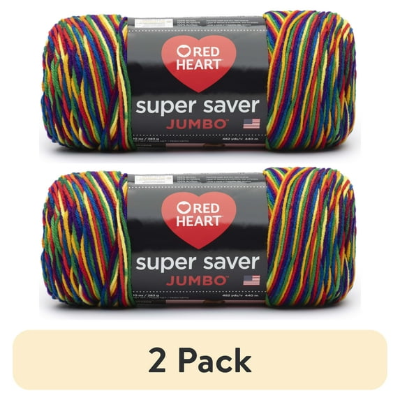(2 pack) Red Heart Super Saver Jumbo #4 Medium Acrylic Yarn, Mexicana 10oz/283g, 482 Yards