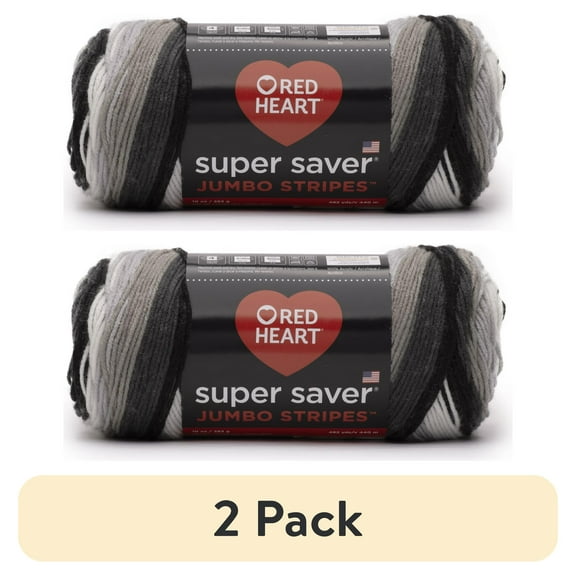 (2 pack) Red Heart Super Saver Jumbo #4 Medium Acrylic Yarn, Newspaper Stripe 10oz/283g, 482 Yards