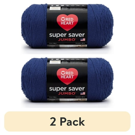 (2 pack) Red Heart Super Saver Jumbo #4 Medium Acrylic Yarn, Royal 14oz/396g, 744 Yards
