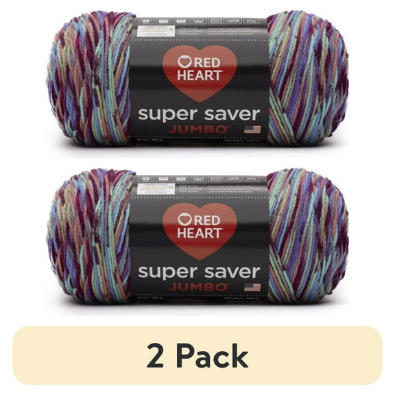 (2 pack) Red Heart Super Saver Jumbo #4 Medium Acrylic Yarn, Starburst Print 10oz/283g, 482 Yards