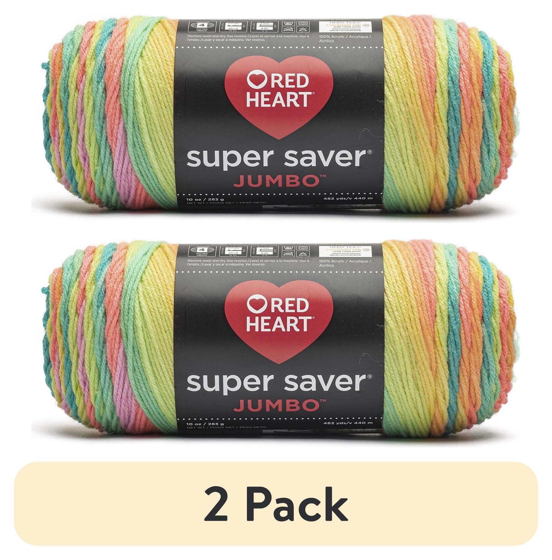 (2 pack) Red Heart Super Saver Jumbo Yarn, Retro Stripe, #4 Medium, Acrylic, 10oz/283g, 482 Yards