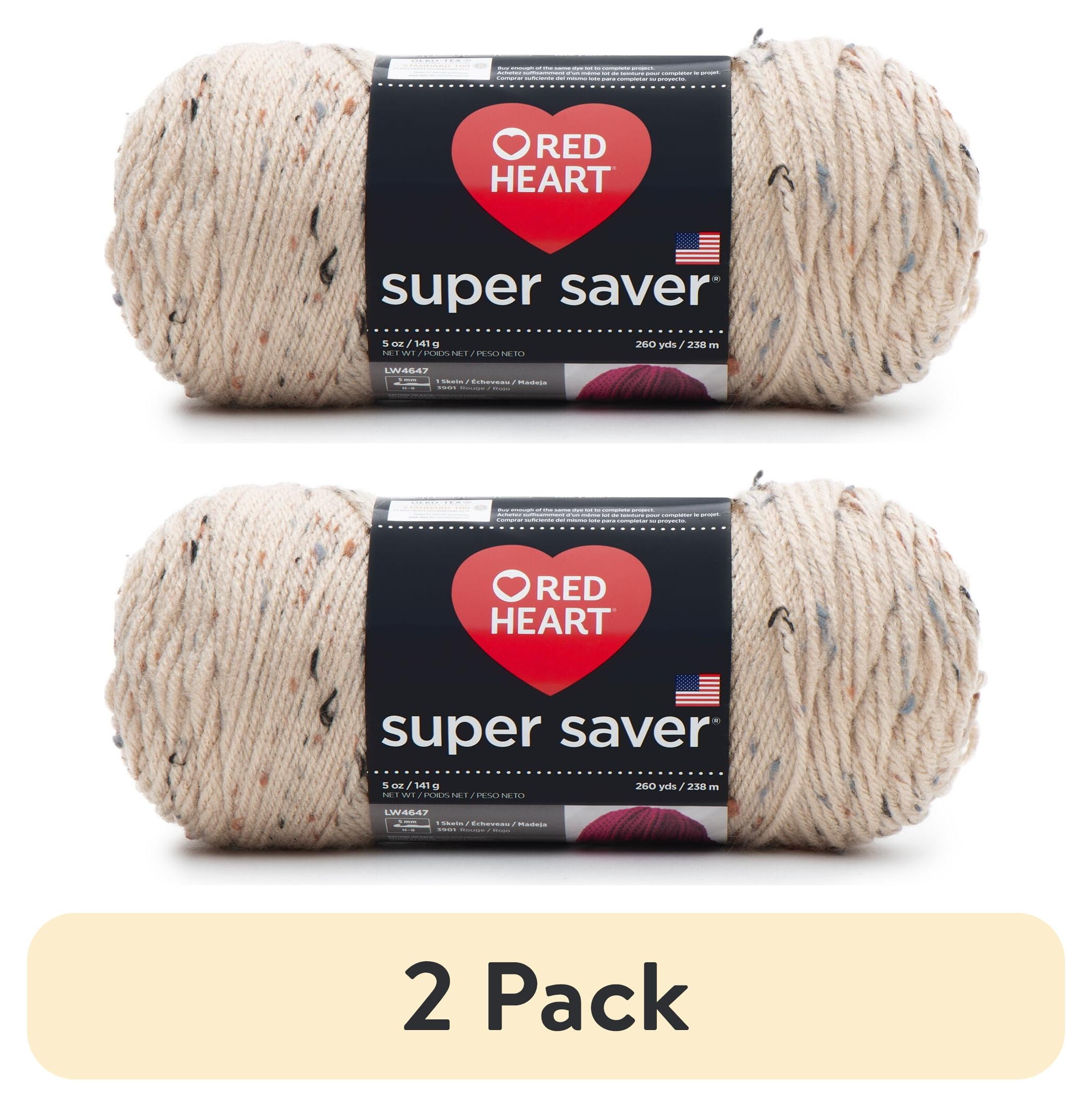 (2 pack) Red Heart® Super Saver™ #4 Worsted Acrylic Yarn, Buff fleck ...