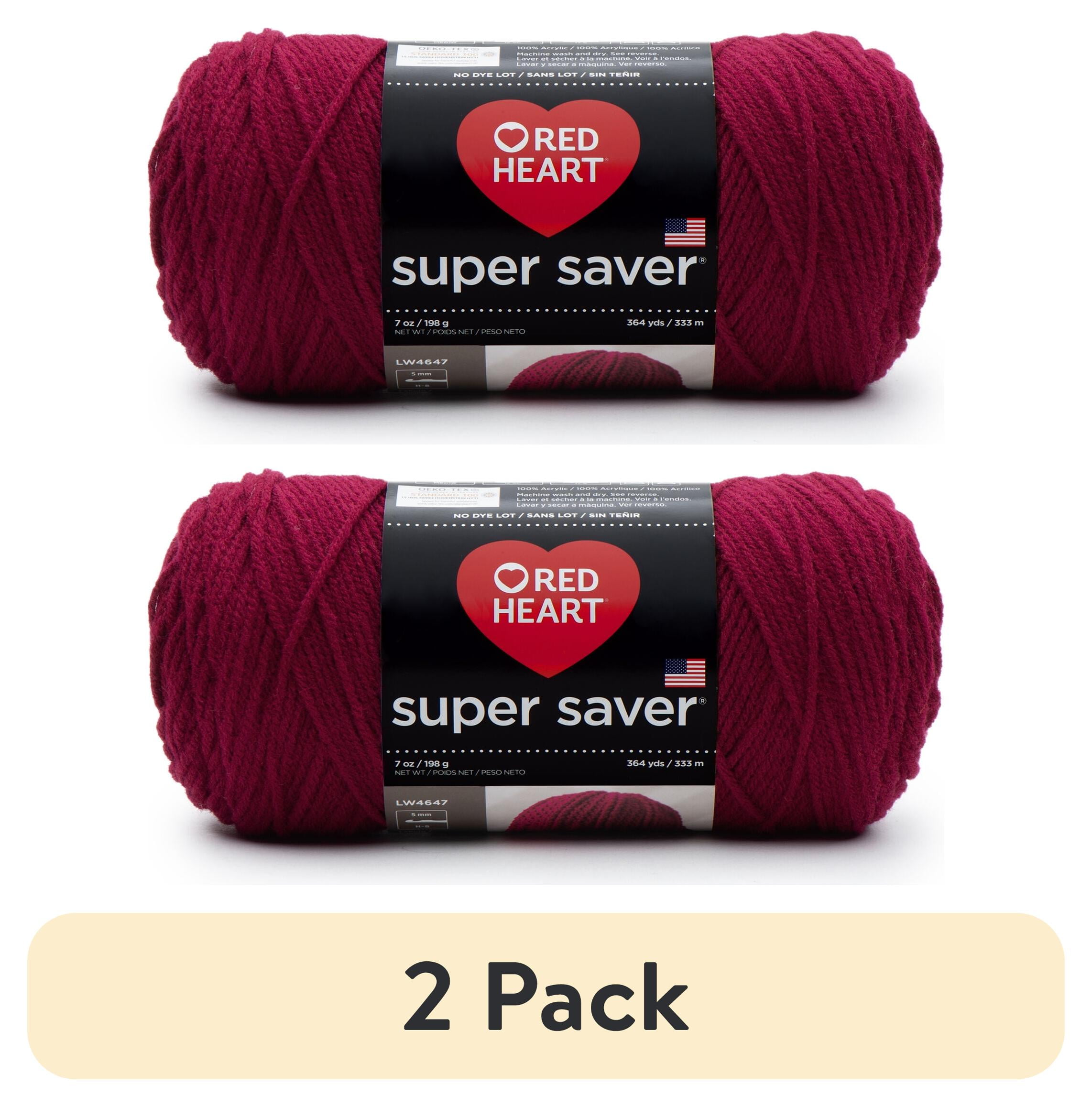 2 pack) Red Heart® Super Saver™ #4 Worsted Acrylic Yarn, Hotred