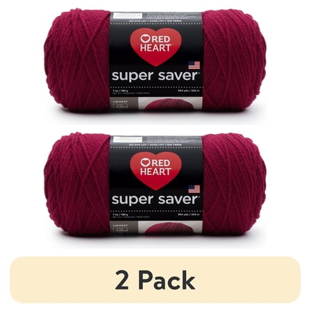 (2 pack) Red Heart® Super Saver™ #4 Worsted Acrylic Yarn, Burgundy 7oz/198g 364yd