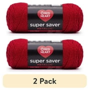 2 pack 2 pack Red Heart Super Saver Metallic Yarn, Red, 5oz142g Medium, Acrylic