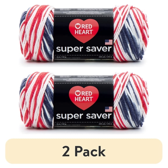 (2 pack) Red Heart® Super Saver™ #4 Worsted Acrylic Yarn, Americana 5oz/142g 236yd