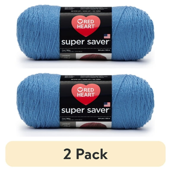 (2 pack) Red Heart® Super Saver™ #4 Worsted Acrylic Yarn, Delftblue 7oz/198g 364yd