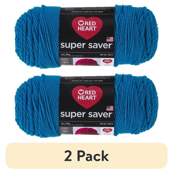 (2 pack) Red Heart® Super Saver™ #4 Worsted Acrylic Yarn, Pool 7oz/198g 364yd