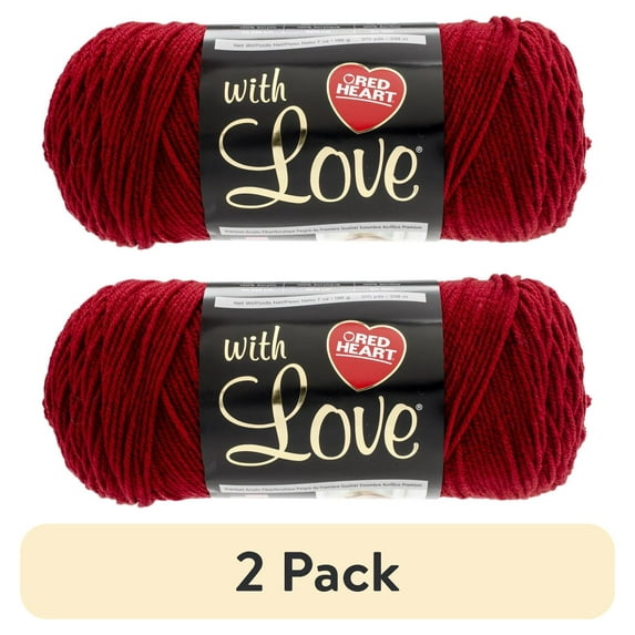 (2 pack) Red Heart With Love Berry Red Yarn, 7 ounces, 370 yards