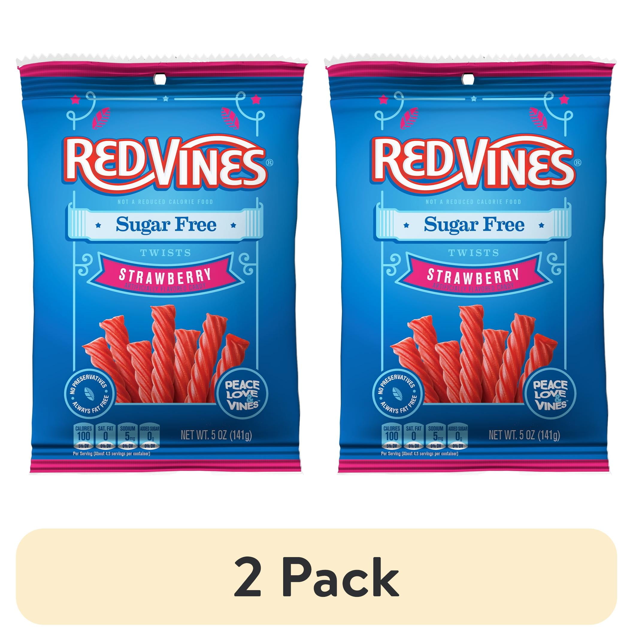 (2 pack) Red Vines Sugar Free Strawberry Twists Chewy Candy, 5oz Bag