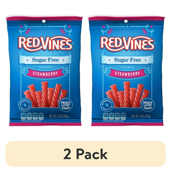 (2 pack) Red Vines Sugar Free Strawberry Soft & Chewy Licorice Twists, 5 oz