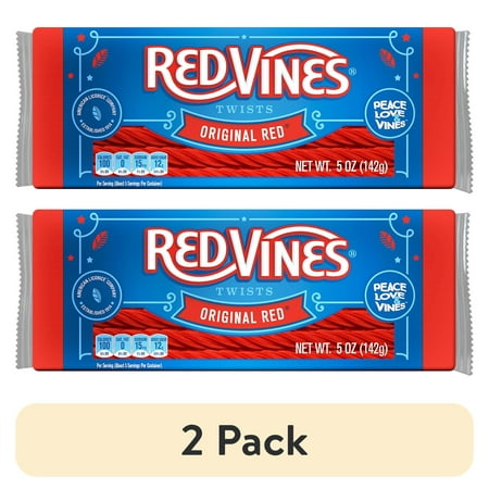 (2 pack) Red Vines Twists Original Red Chewy Candy King Size, 5oz Tray