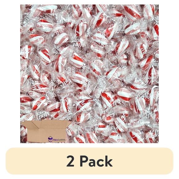 (2 pack) Red & White Cylinder Shaped Mint Candy Twists, 5 lb.