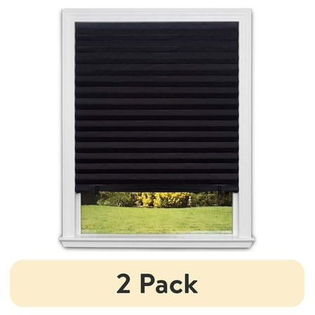 (2 pack) Redi Shade No Tools Original Blackout Pleated Paper Shade Black, 36 in x 72 in