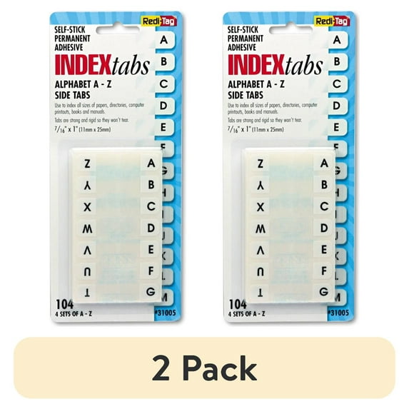 (2 pack) Redi-Tag B31005 Legal Index Tabs, 1/12-Cut Tabs, A-Z, White, 0.44" Wide, 104/pack