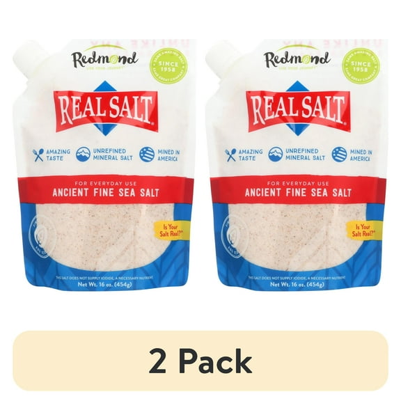 (2 pack) Redmond Real Salt Ancient Fine Sea Salt 16 oz