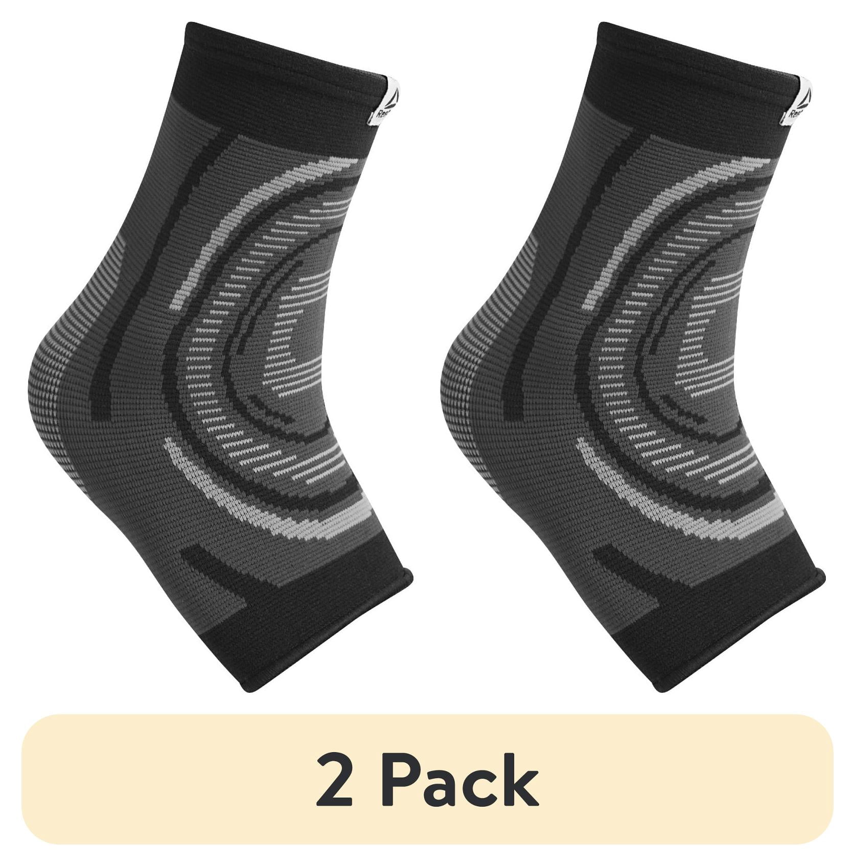 (2 pack) Reebok Delta Speedwick Knit Ankle Support, S/M - L/XL, Black, 4-Way Stretch, Moisture Wicking, Anti-Slip, Unisex