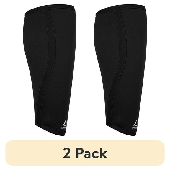 (2 pack) Reebok Delta Support Calf Sleeve, S/M - L/XL, Black, 5mm Neoprene, Compression & Warmth, Unisex