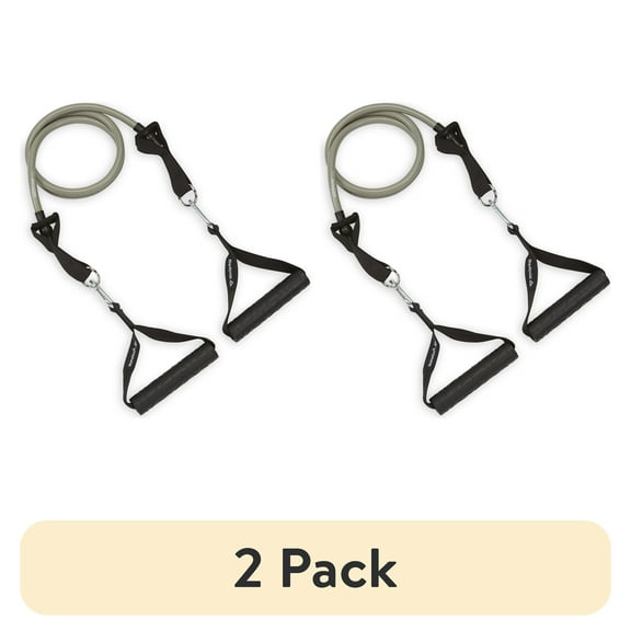 (2 pack) Reebok Delta Sure Grip Resistance Cord, Light Level - Ultra Heavy Level , Interchangeable Tubing