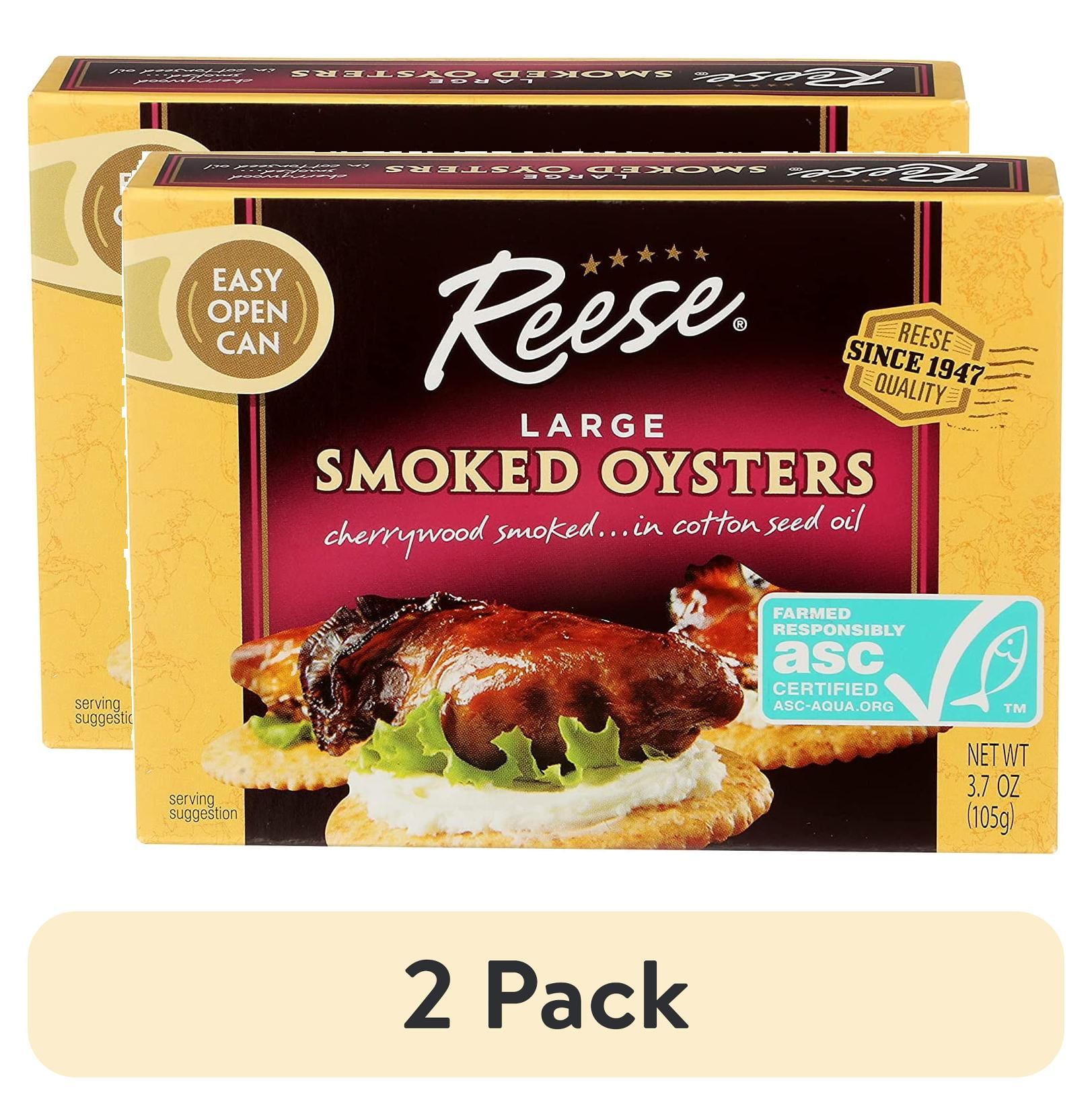(2 pack) Reese Large Smoked oysters, 3.7 OZ