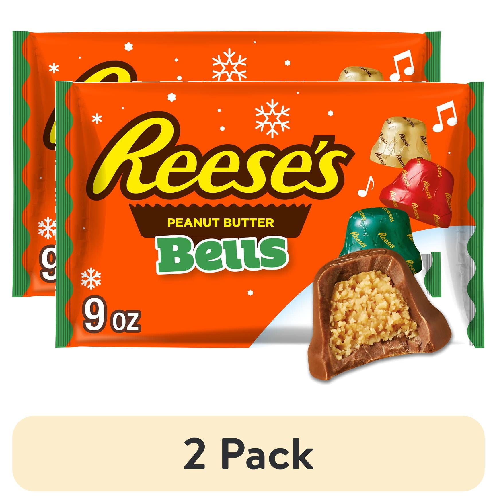 (2 pack) Reese's Chocolate Peanut Butter Creme Bells Christmas Candy, Bag 9 oz