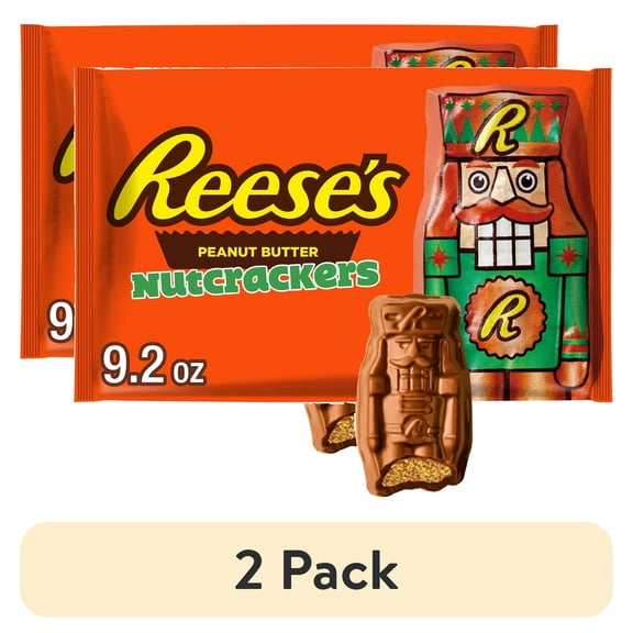 (2 pack) Reese's Chocolate Peanut Butter Creme Nutcrackers Christmas Holiday Candy Stocking Stuffers, Bag 9.2 oz