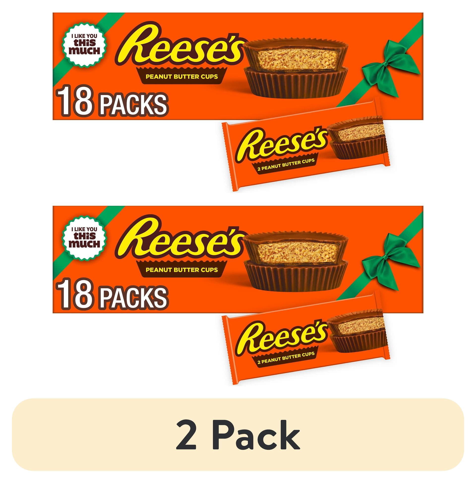 (2 pack) REESE'S Milk Chocolate Peanut Butter Cups, Christmas Candy Packs, 1.5 oz (18 Count)
