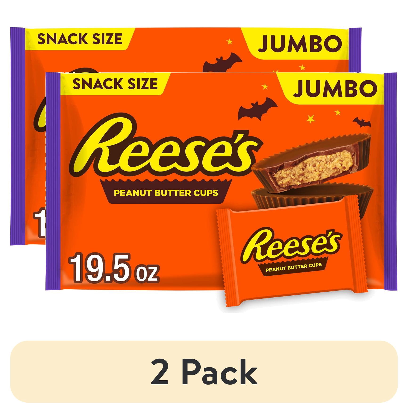 (2 pack) REESE'S Milk Chocolate Snack Size Peanut Butter Cups, Halloween Candy Jumbo Bag, 19.5 oz