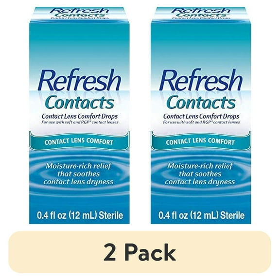 (2 pack) Refresh Contacts Contact Lens Comfort Drops, 0.4 fl oz (12mL) Sterile