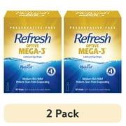2 pack Refresh Optive Mega-3 Lubricant Eye Drops Preservative-Free Artificial Tears, 0.4 ml, 30 Count