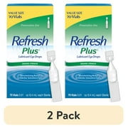 2 pack Refresh Plus Lubricant Eye Drops Preservative-Free Artificial Tears, 0.4 ml, 70 Count