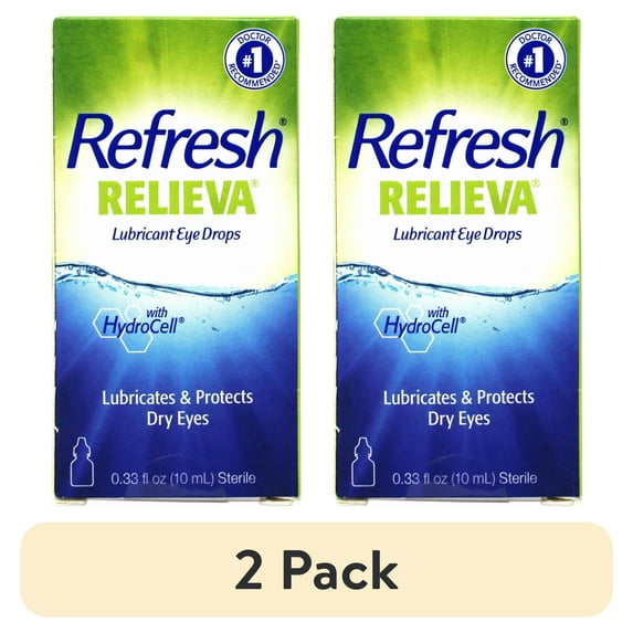 (2 pack) Refresh Relieva Lubricant Eye Drops, Lubricates & Protects Dry Eyes, 0.33 FL OZ