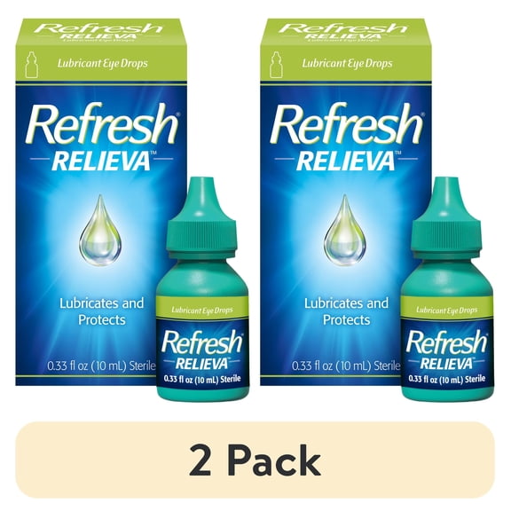 (2 pack) Refresh Relieva Lubricant Eye Drops, Lubricates & Protects Dry Eyes, 0.33 FL OZ