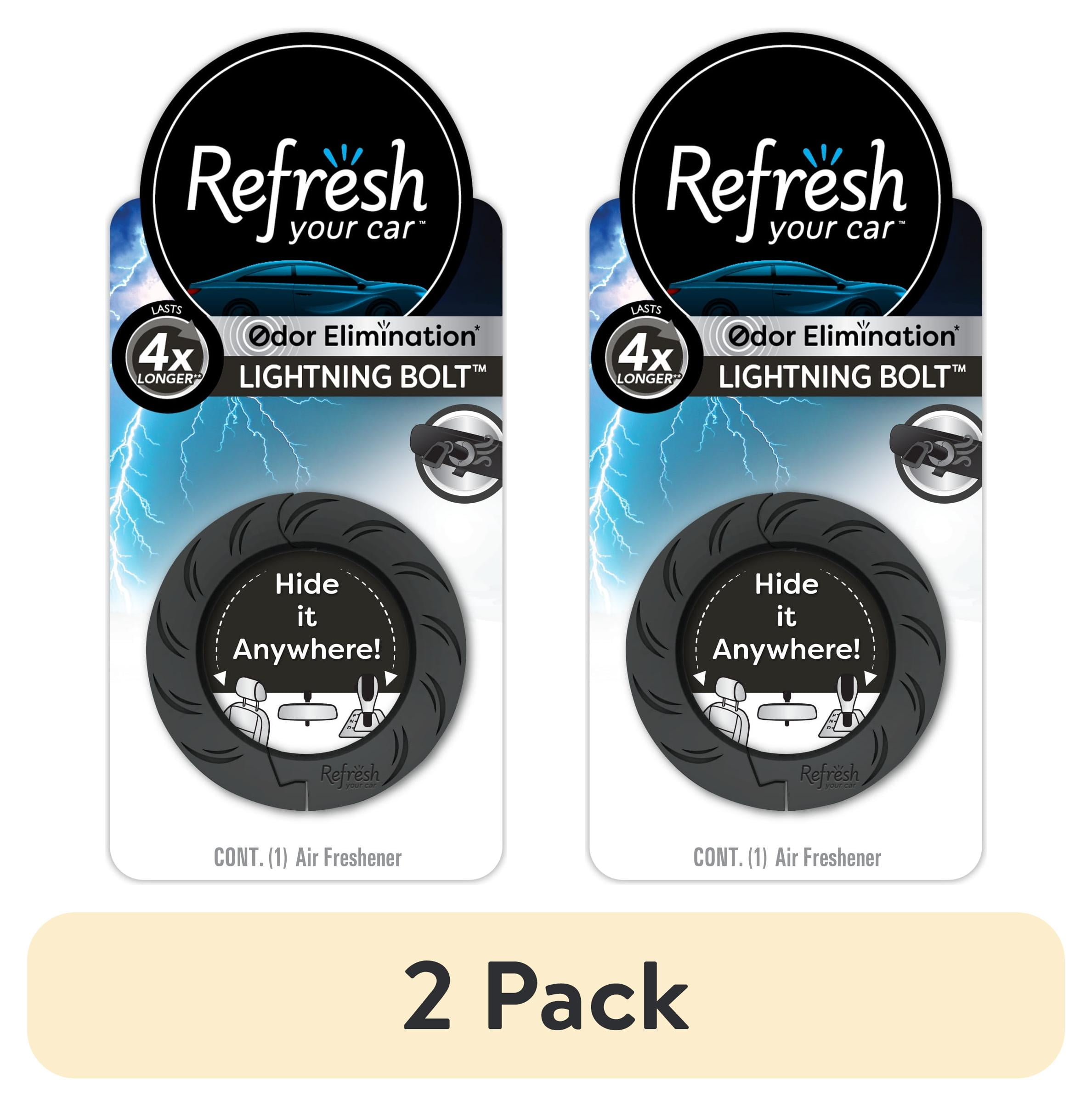 (2 pack) Refresh Your Car! Auto Hanging Air Freshener (Lightning Bolt Scent, 1 Pack)