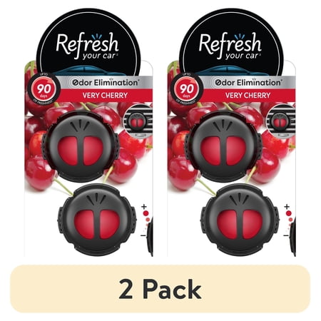 (2 pack) Refresh Your Car Mini Diffuser Car Air Fresheners, Very Cherry Scent, 2 Pack