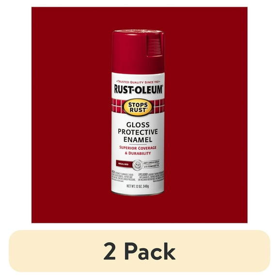 (2 pack) Regal Red, Rust-Oleum Stops Rust Protective Enamel Gloss Spray Paint-7765830, 12 oz