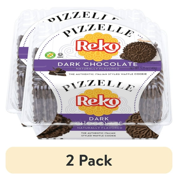 (2 pack) Reko Pizzelle Dark Chocolate, Italian Style Waffle Cookies, Baked, Single pack, 5.25oz, 150g