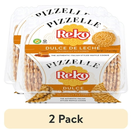 (2 pack) Reko Pizzelle Dulce de Leche, Italian Style Waffle Cookies, 5.25oz, 150g