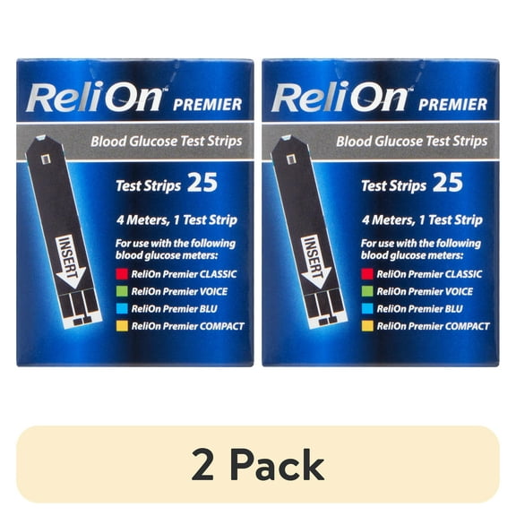 (2 pack) ReliOn Premier Blood Glucose Test Strips, 25 Count
